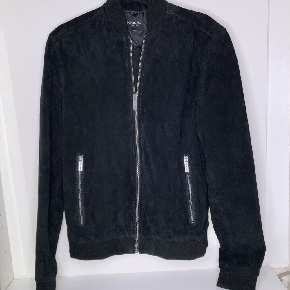 Men's black real suede  Bomber Jacket
